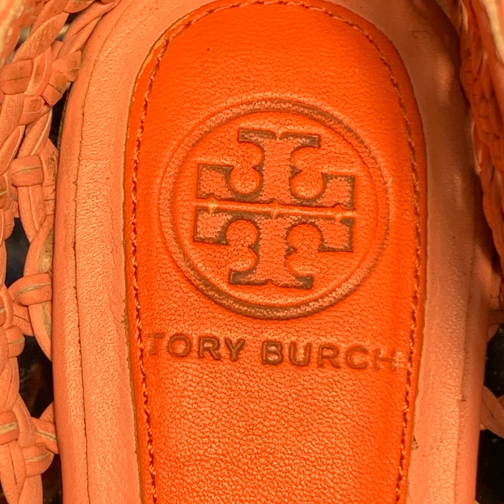 Tory Burch Woven leather Flats 7.5M Pink and Orange Gently worn - Picture 7 of 9